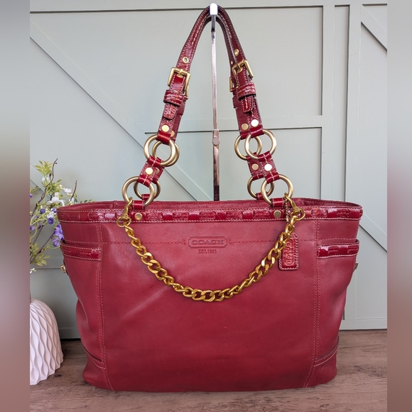 Vintage Coach Gallery Red Leather Tote - Picture 1 of 16